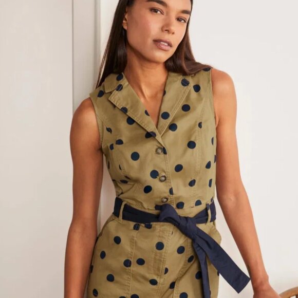 Boden Edith Midi Dress Camel Polka Dot - Picture 3 of 9